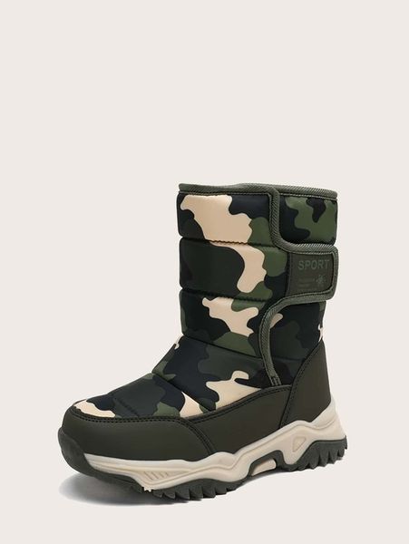 

boys camo graphic snow boots she, Black;grey