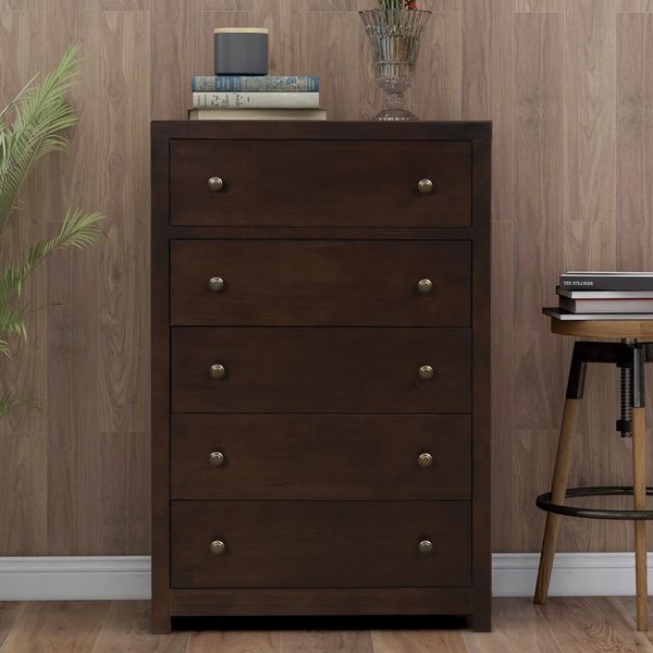 

vintage aesthetic 5 drawer dark brown solid wood cabinet y configurable bedroom set cabinet
