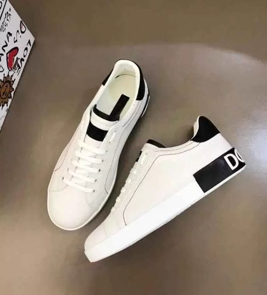 luxury 22s/s white leather calfskin nappa portofino sneakers shoes brands comfort outdoor trainers men's casual walking eu38-46 box, Black