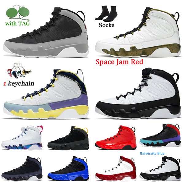 

new fashion high og jumpman 9 9s basketball shoes mens trainers particle grey statue change the world chile red iridescent racer blue univer, White;red