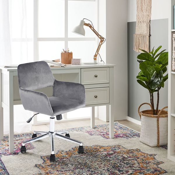

office furniture velvet adjustable swivel office chair grey