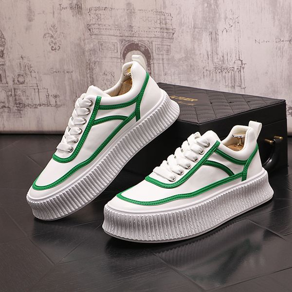 

luxury designers dress wedding party shoes spring breathable lace-up white men sports casual sneakers round toe outdoor walking business dri, Black