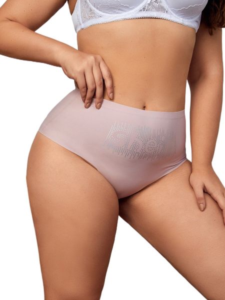 

plus letter graphic rhinestone panty a8cx#, Black;white