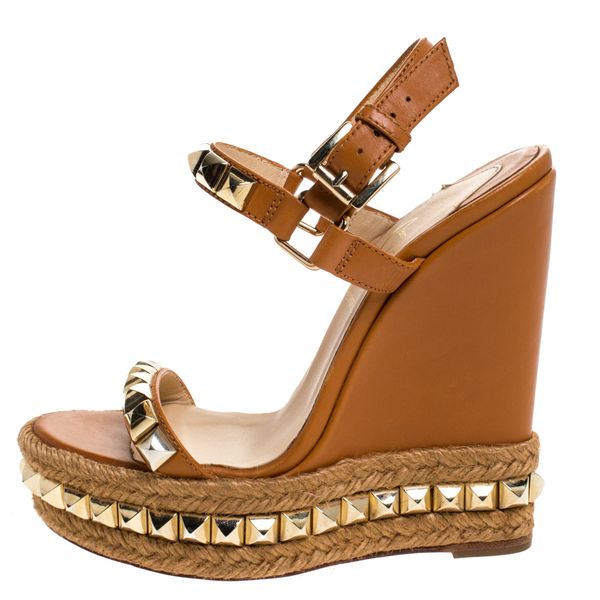

luxury fashion r red-soles heeled women sandal studded wedges high heel red bottoms sandals cataclous studs wedge sole sandals 35-43, Black