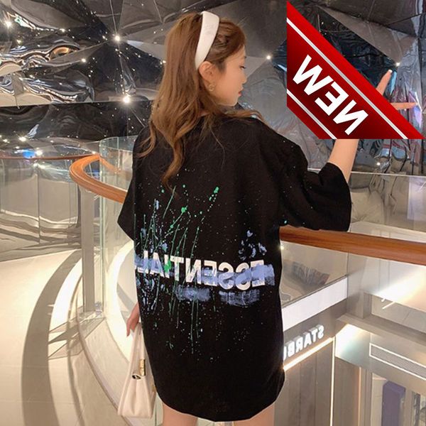 

feel of god double line essentials hand painted graffiti letter print high street fog short sleeve t-shirt, White;black