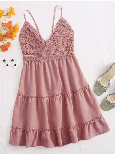 

floral crochet mini cami dress o5yw#, Black;gray