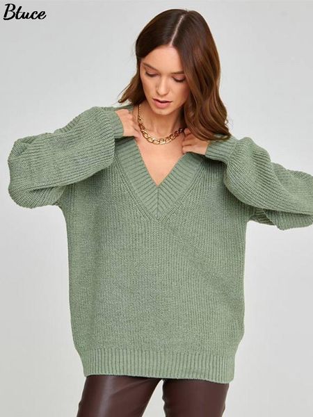 

autumn winter fashion solid knitted sweater pullover women v-neck long sleeve casual sweaters office lady elegant loose top, White;black