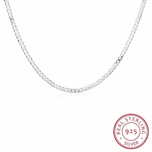 Cadeias de 4 mm de colar lateral de 4mm Link vintage 925 prata esterlina para mulheres de 30 polegadas simples decotes geométricos