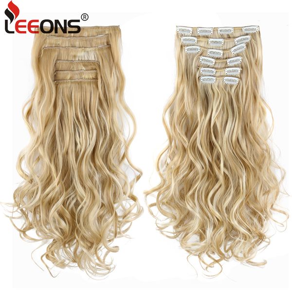 

accessories 22 inch high temperature fiber curly synthetic 16 clips in hair extensions for women hairpieces ombre brown hair pieces costume, Silver