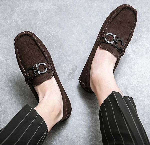 

men soft leather 2022 fashion driving classic slip on flats outdoor moccasins loafers dress shoes big size: eu39-46, Black