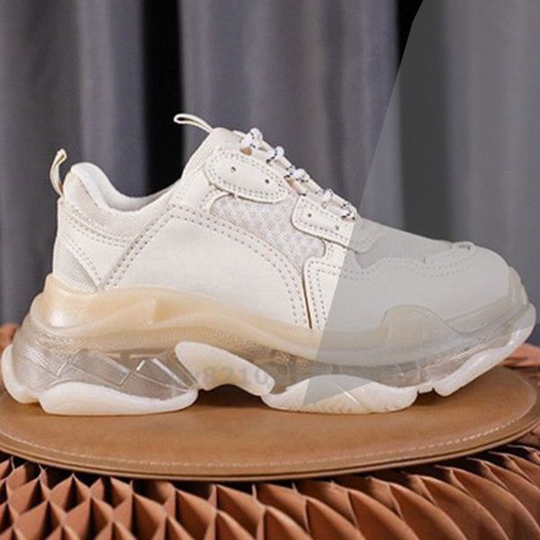 2022 sapatos de grife femininos masculinos triplos plataforma tênis casuais fundos de cristal vintage paris 17FW triplos sapatos transparentes sola transparente tênis esportivos de luxo z86