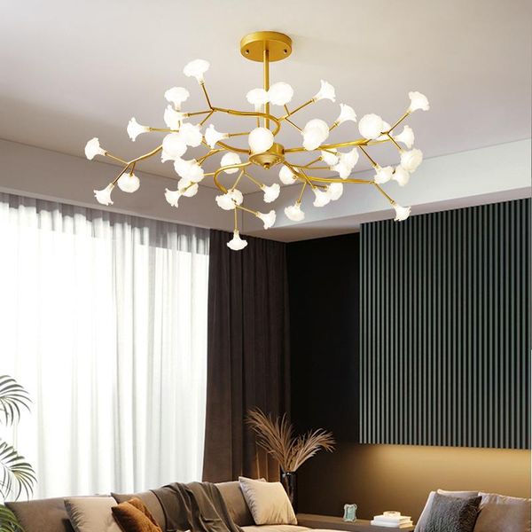 Pendelleuchten Moderne Blütenblatt-LED-Leuchten Wohnzimmer Schlafzimmer Küche Nordic Luxuslampe Home Innenbeleuchtung Firefly KronleuchterPendant