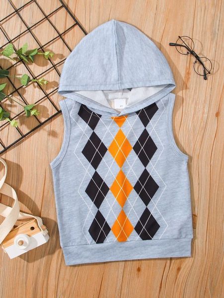 

toddler boys argyle print hooded sweatshirt she, Black