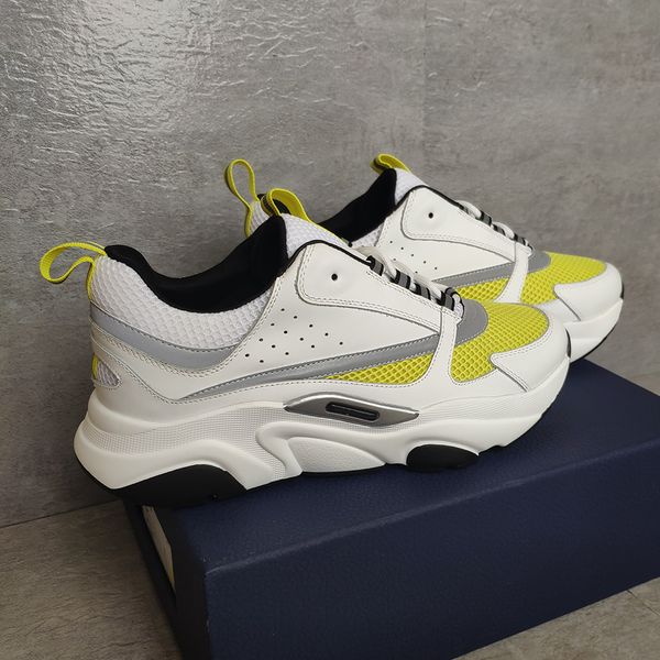 

men b22 sneaker designer reflection sport shoes women yellow white calfskin platform sneakers fashion leather patchwork mesh trainers flat s