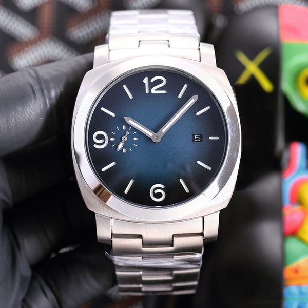 

movement watch automatic mechanical watches men wristwatch 44mm classic business designer wristwatches stainless steel case montre de luxe, Silver