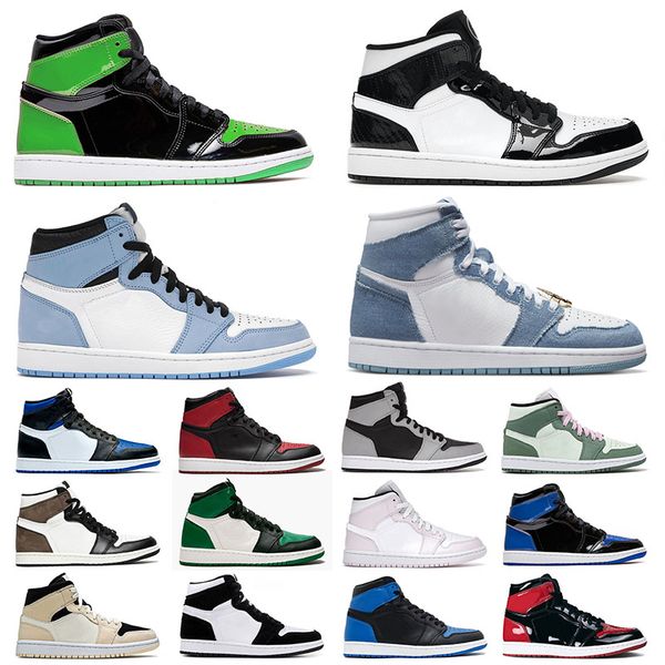 

denim 1 1s jumpman designer basketball shoes patent green high og dark mocha panda mid carbon fiber dutch green fragment sports sneakers tra