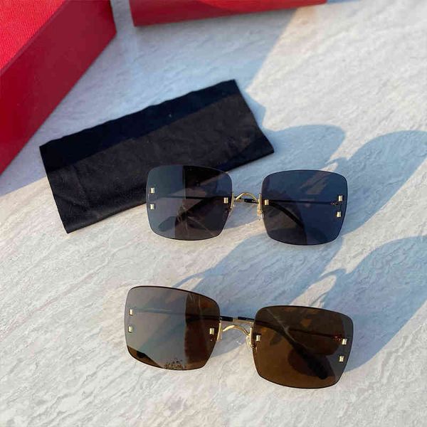 

2022 luxury ct0153s glasses rimless men eyewear designer diamond cut women sunglasses, White;black