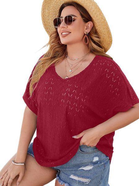 

plus hollow out dolman sleeve tee z6ns#, Black