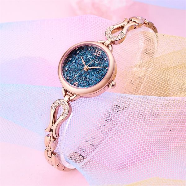 KIMIO 2020 signore di modo supera la vigilanza del braccialetto di lusso per le donne alla moda cielo stellato orologi da donna rosa orologi da polso al quarzo di marca T200420