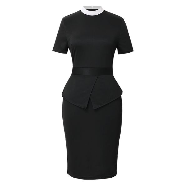 

short sleeve women clergy dress catholic work dresses black, White;black