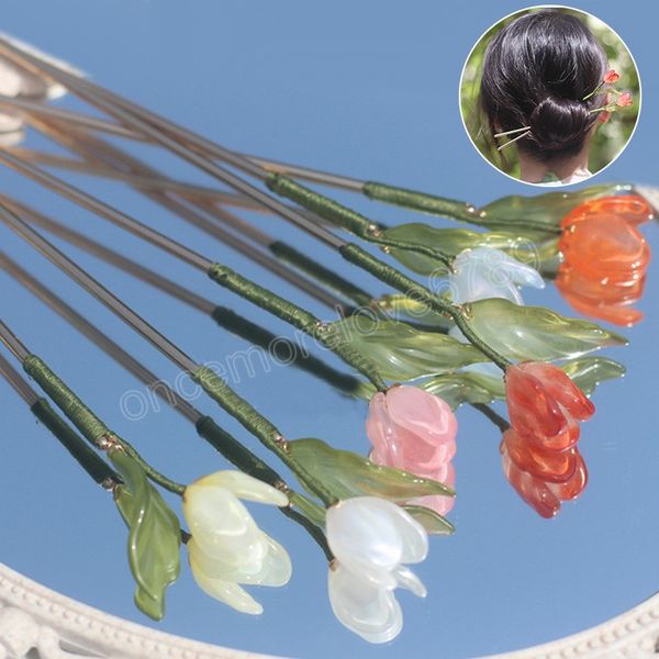 Hairpins de cabelo de flores acílico clássico Madeir