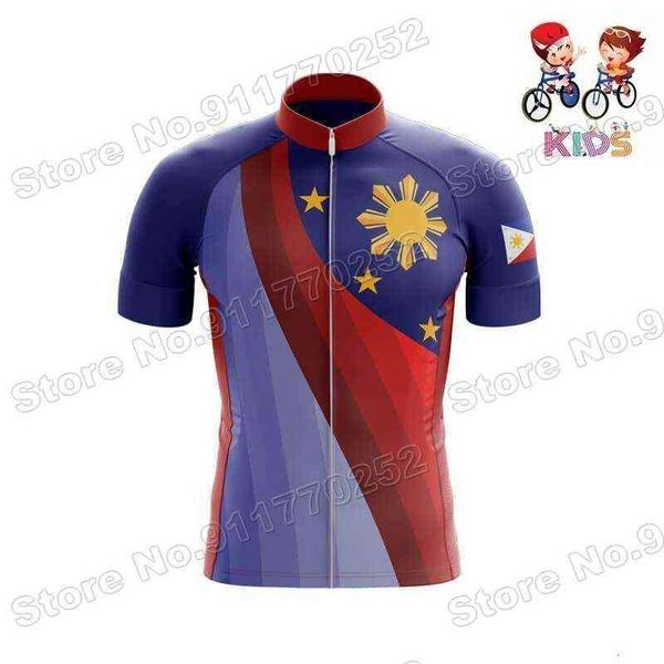 

2021 philippines national team kids cycling jersey summer boys girls cycling clothing children road bike shirts mtb bicycle, Black