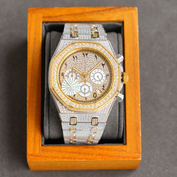 Relógios de diamantes de diamante completo relógios mecânicos automáticos 40 mm de moda à prova d'água Wristwatches Montre de Luxe