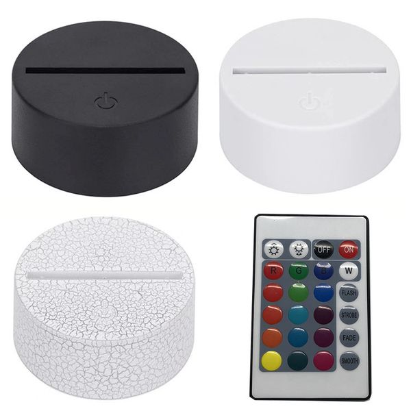 

3d led lamp base table decoration night light bases led 7 color-adjust abs usb remote control lighting accessories wholesale