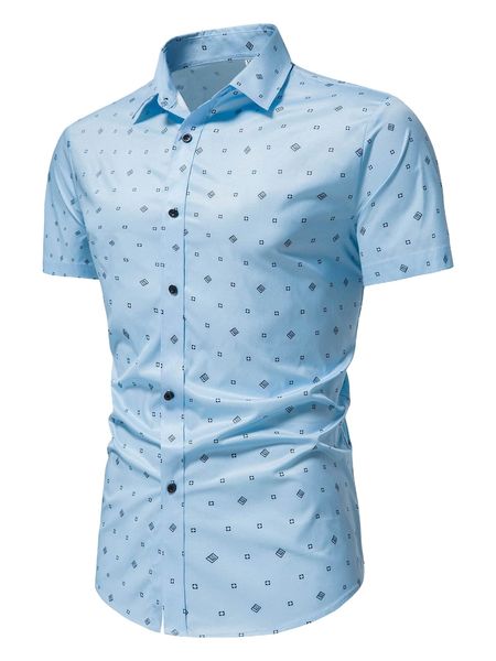 

men allover geo print shirt 98dn#, White;black