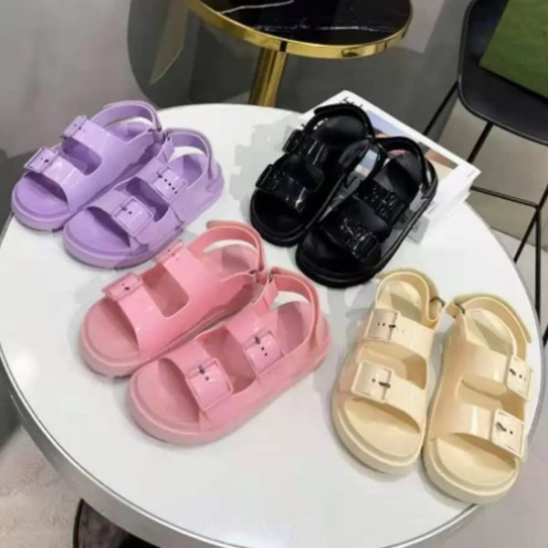 

designer sandals women rubber slippers jelly sandal mimi double g slides flip flops platform slides adjustable buckle cattoon slipper summer, Black