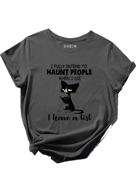 

cartoon and slogan graphic tee w59t#, White