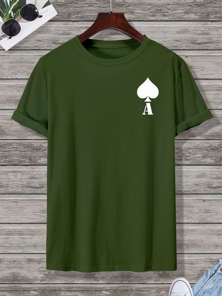 

men playing card print tee i8q1#, White;black