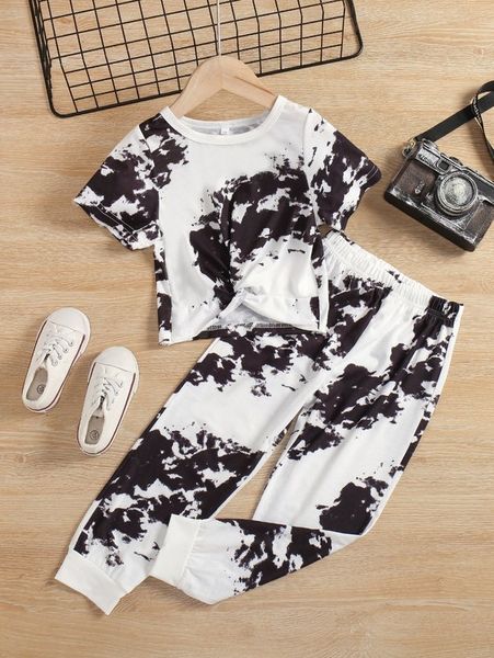 

toddler girls splash ink print twist tee & sweatpants she, White