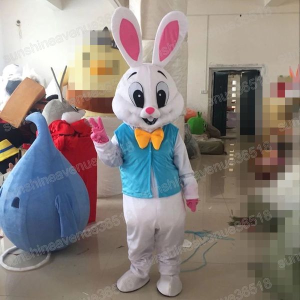 Costume della mascotte del coniglio di Pasqua Personaggio dei cartoni animati Carnevale Unisex Adulti Taglia Natale Festa di compleanno Vestito operato