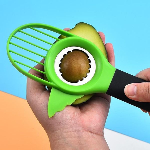 3 em 1 Slicer de abacate Ferramentas de cortador de frutas multifuncionais Facas de plástico PLÁSTICA PLÁSTICA PLÁSTICA Shea Corer Gadgets de manteiga Ferramenta de vegetais de cozinha ZL07