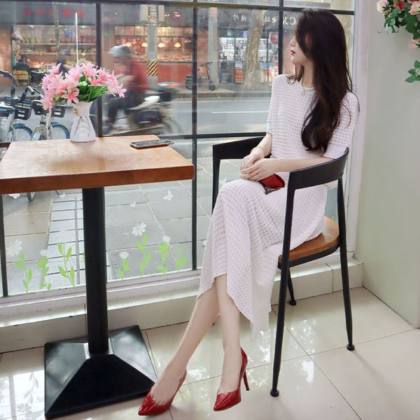 

women's t-shirt designer 3430# summer short sleeved celebrity knitted skirt two piece set small fragrance fashion goddess suit t5ix, White