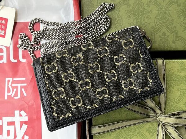 

realfine bags 5a 476432 16.5cm black denim super mini dionysuss crossbody shoulder handbags for women purse with dust bag+box