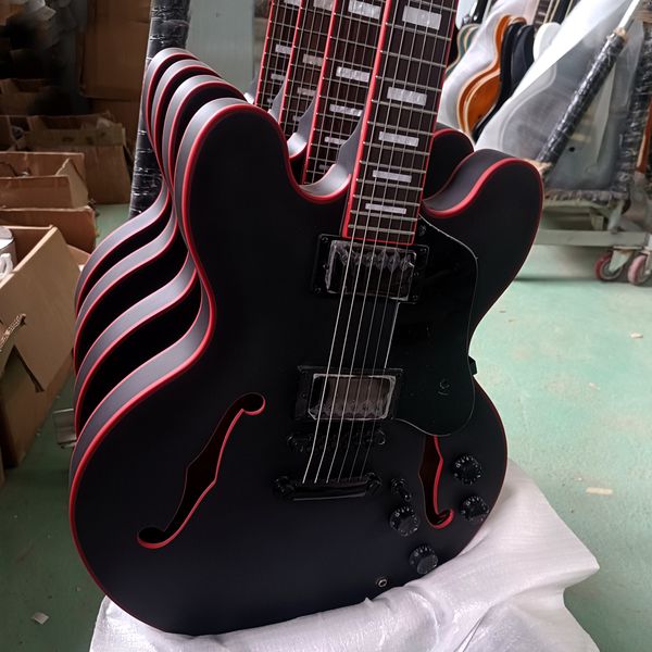 

custom half hollow frosted electric guitar red binding accepts custom