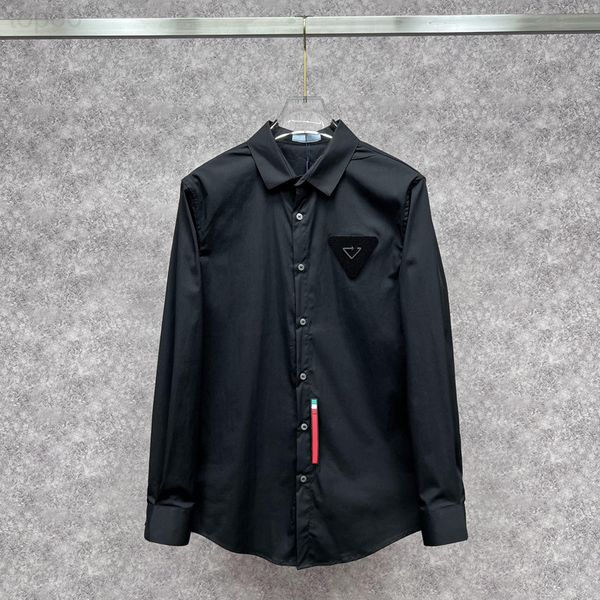 

men's casual shirts designer 2022 spring and autumn new chest triangle casual loose shirt simple versatile long sleeved for men women l, White;black