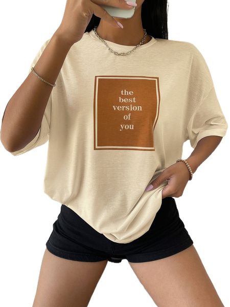 

slogan graphic drop shoulder tee t30m#, White