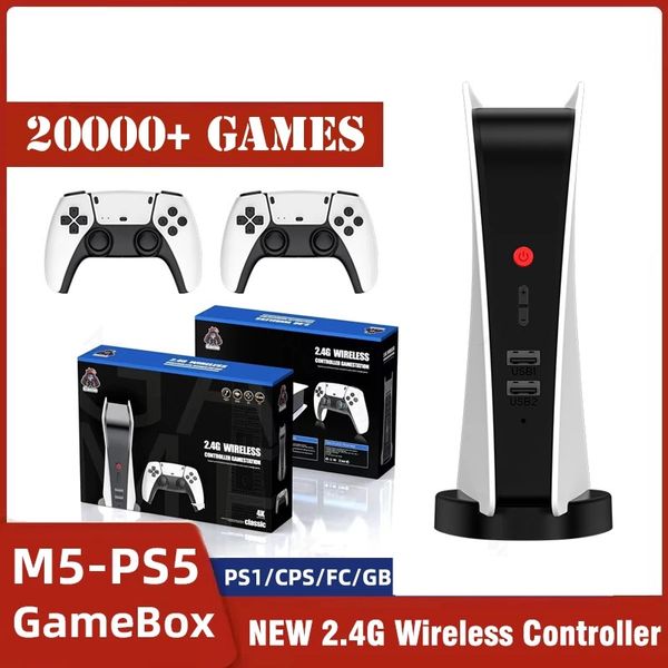 M5-PS5 Oyun Konsolu Ana Bilgisayar Video Gamebox 20000 Retro Arcade Oyunlar Dahili Hoparlör 2.4G Kablosuz Denetleyici IÇIN PS1/CPS/FC
