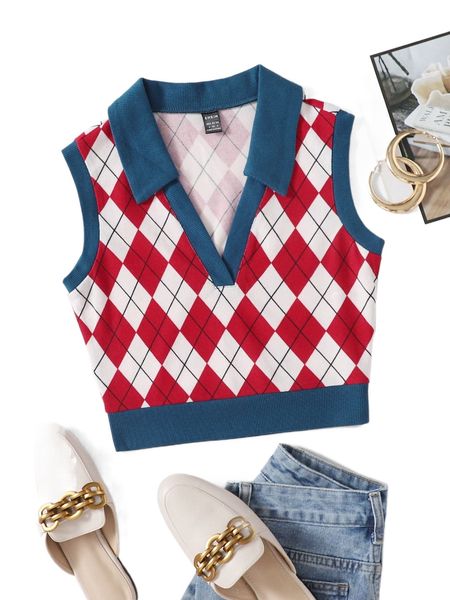 

argyle pattern tank u9h8#, White