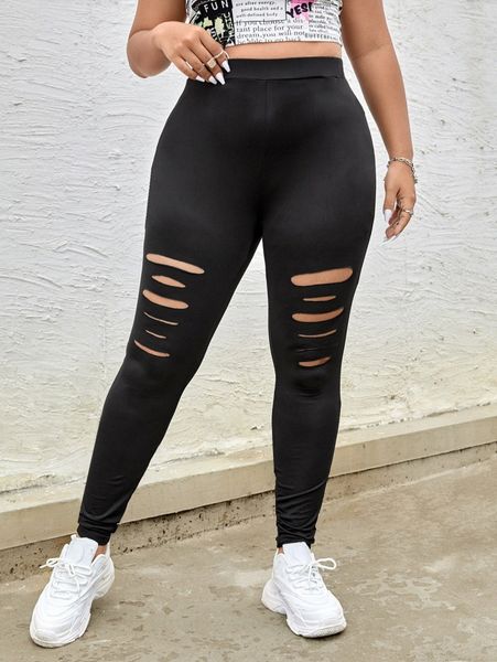 

plus cut out front leggings g27q#, Black