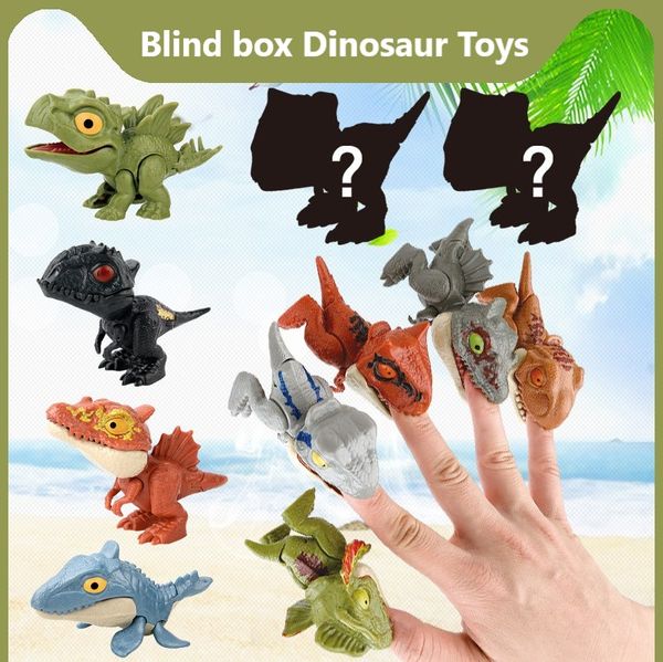 Neue Überraschungs-Blindbox, fingerbeißendes Dinosaurier-Spielzeug, mehrgelenkig, beweglich, simulierter Tyrannosaurus Rex, Mini-Kleintier-Geschenke für Kinder