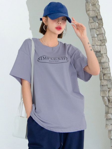 

dazy letter print drop shoulder tee c8xf#, White