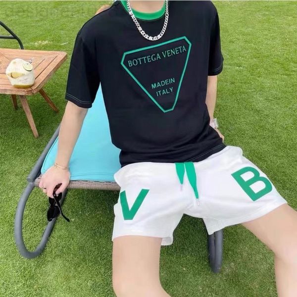 

women's t-shirt designer bv22ss spring and summer new products heavy industry drill neckline color matching loose versatile short sleev, White