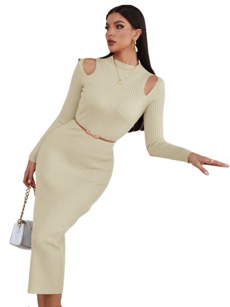 

cut out ribbed knit sweater dress without belt 80ct#, White;black