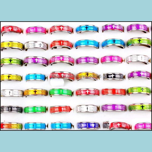 Band Rings Jóias Atacado BK Lotes 30pcs Inglês Resina das Escrituras Inglês Anel Anel Anel Anel Presente Xams Moda Je Dhrlh