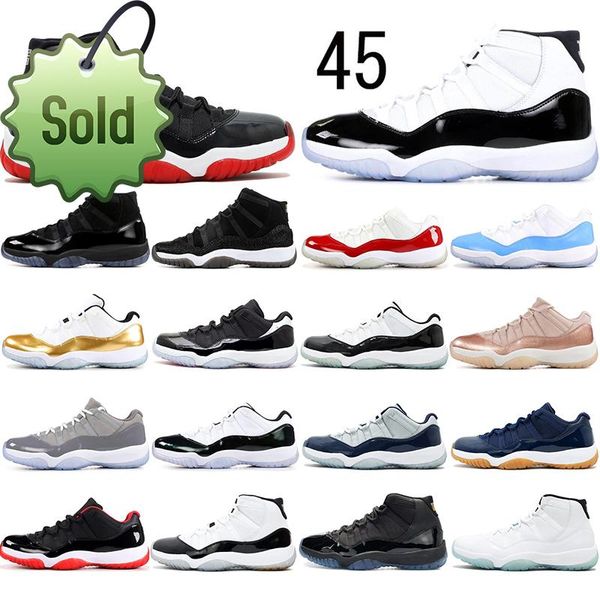 

new concord high 45 11 11s prm heiress gym red chicago platinum tint space jams men shoes sports sneakers 36 -47 d, Black