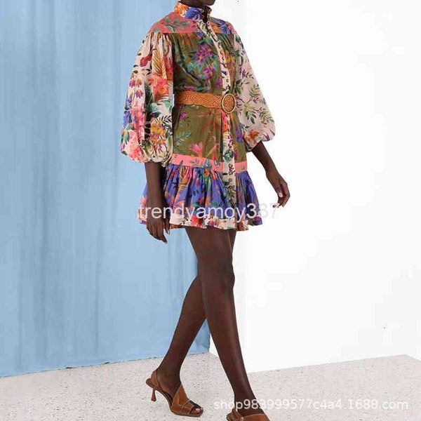 

dresses z casual home high-end printed lace up lantern sleeve holiday dress shenzhen zim le82, Black;gray